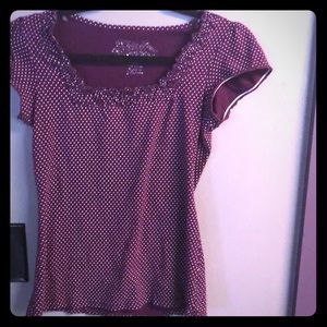 Purple polka dot T